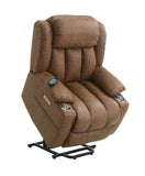 ZUN ACME Omarion Power Recliner w/Lift, Heating & Massage, Brown Leather Aire LV02997