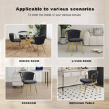 Modern simple Dark Grey linen dining chair, home bedroom stool back student desk chair, gold-plated W210P208446