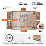 1500 Piece Rotating Wooden Jigsaw Board - 34x26 Inch, Rotating Table With Cover,Portable 15664271