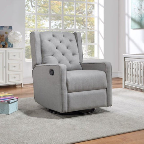 ZUN Milah Gliding Swivel Recliner Tufted Pebble Fabric B02263781