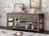 Console Table with Wood Frame and Legs, Sofa Table Entryway Table with 3 Drawers and 2 Open Shelves 96317130