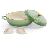 Cast iron 5QT cooking pot - Gradient green - includes two silicone gloves - Enamel pot 72386138