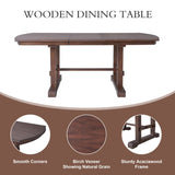 60"-78" Extendable Dining, Farmhouse Wooden Kitchen with Removable Leaf, Large Expanding N752P271802C