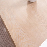 Ornate Coffee Table 47" Rectangular Farmhouse Style Table with White Carved Base and Natural W2729P298232