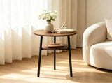 2-Tier Round Side End Table with Storage Shelf, Heavy Duty Metal Frame Adjustable Foot Pads 115 LBS 04241294