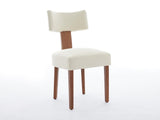 064-Set of 2 Linen Fabric Modern Armless Dining Chairs With Curved backrest and Solid Wooden Legs 98421973