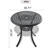 30.71-inch Cast Aluminum Patio Dining Table With Black Frame and Umbrella Hole W1710P166025