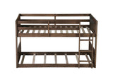 Twin over Twin Floor Bunk Bed Panelled Headboard and Footboard, Solid Rubber Wood Foundation W504P263818