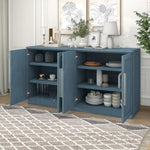 ZUN TREXM Sideboard with 4 Doors Large Storage Space Buffet Cabinet with Adjustable Shelves and Silver N715P192557M