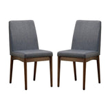 ZUN Set of 2 Padded Fabric Dining Chairs in Natural Tone and Gray B016P156412