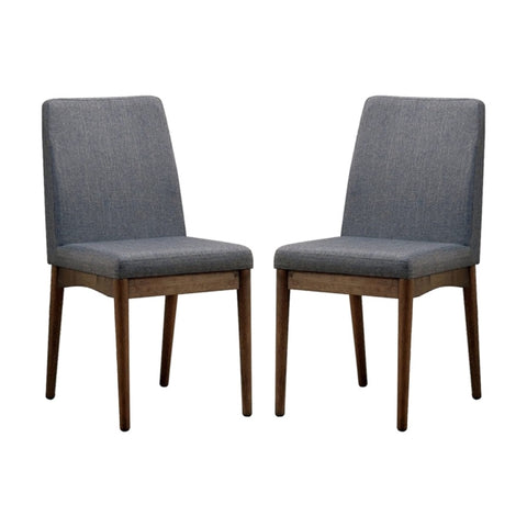 ZUN Set of 2 Padded Fabric Dining Chairs in Natural Tone and Gray B016P156412