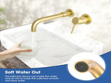 Wall Mount Faucet for Bathroom Sink or Bathtub, Single Handle 2 Holes Brass Rough-in Valve Included, T3177P269104