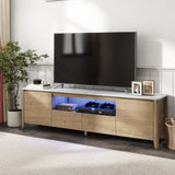 ZUN 70 Inches Modern TV stand with LED Lights Entertainment Center TV cabinet with Storage for Up to 75 35669036