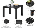 Outdoor Square Metal Side Table with Slatted Top, Black 03425637