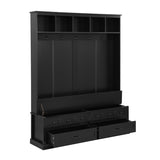 ON-TREND Elegant Wide Hall Tree with 5 Hooks, Versatile Entryway Lift Top Storage Bench with 2 N721P234409B