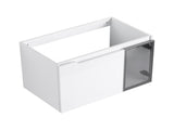 30" Wall-Mounted Bathroom Vanity, 2-Soft Close Doors,Glossy White Vanity & Grey Glass 1/2 Door, W999P387159