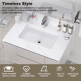 31 Inch Marble Vanity Top, White Vanity Top with Pre-drilled Faucet Holes, Bathroom Vanity Top with 87302674