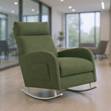 Chenille Upholstered Rocking Chair with Metal Legs and Side Storage Pocket Modern Comfort & 42228011