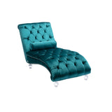 COOMORE Velvet Chaise Lounge Indoor,Button-Tufted Upholstered Chaise Lounge Chair with Pillow for W39538678
