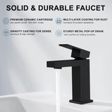 Single Handle Bathroom Faucet, Matte Black Single Hole Bathroom Faucet, Solid Brass Modern Bathroom W1386P331342