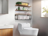 2 in 1 Floating Shelves with Storage Basket, Sturdy Paulownia Wood Wall Shelves for Bathroom Living 04949736