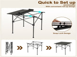Black 28" Foldable Camping Table with Aluminum Top, 150 lbs Capacity Portable Picnic Table with 16783081