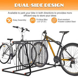 10 - Bike Floor Bike Rack, Easy - Assembly Modern Metal Double - Sided Commercial Grid Bicycle Floor W2505P311479