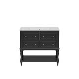 36" Bathroom Vanity Cabinet Sink Combo Set, Undermount Ceramic Sink, Free Standing Vanity Set N710P250654B