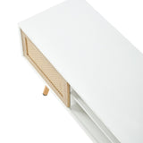 55.12" Rattan TV cabinet, double sliding doors for storage, adjustable shelf, solid wood legs, TV W1265115783