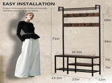 Coat Rack with Shoe Storage, Hall Tree with Bench, 5 in 1 Shoe and Coat Rack for Entryway, with 9 22397418