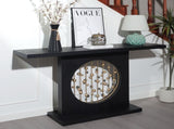 Modern Black Console Table with Gold Accent, Decorative Entryway Table,56in Wood Console Table, W2729P270745