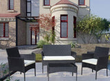 4 PC Rattan Patio Furniture Set Outdoor Patio Cushioned Seat Wicker Sofa W209P149123
