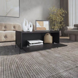 Shan 15"High Minimalistic Coffe Table with Pull Down Cabinet and Open Shelf Black B200P253723