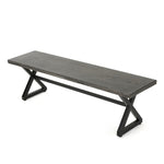 ZUN Outdoor Aluminum Dining Benches with Steel Frame, 2-Pcs Set, Grey / Black 61625.00BGRY