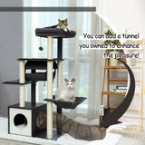 ZUN Modern Cat Tree 6 Levels Wooden Cat Tower with Sisal Scratching Posts, Roomy Condo, Spacious Perch, 83723792