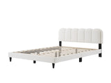 Lambswool Petal Headboard Bed Frame Cream Style Bedroom Soft Bed with Atmosphere Light, Queen N769P272030W