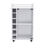 ZUN Dukat Bar Cart,Two Shelves, Six Built-in Wine Rack, Four Casters -White B20091850