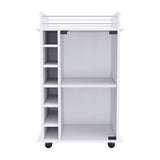 ZUN Dukat Bar Cart,Two Shelves, Six Built-in Wine Rack, Four Casters -White B20091850