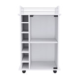 Dukat Bar Cart,Two Shelves, Six Built-in Wine Rack, Four Casters -White B07091850
