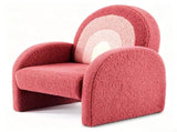 1pcs Wood Frame Armchair Kids Sofa, Red Gradient Teddy Velvet 55234829