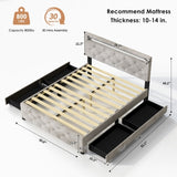 Queen Size Upholstered Platform Storage Bed Frame with 4 Drawers and LED Light,No Box Spring Needed W2889P205106