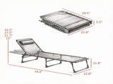Black 2 Folding Chaise Lounge Pool Chairs for Poolside Tanning, Pillow, Breathable Mesh 82103397