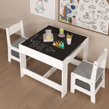 Kids Table and Chair Set, 3 in 1 Wooden Activity Table with Storage Drawer for Toddlers Drawing, W808P252778