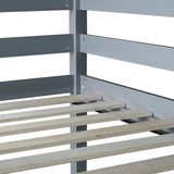 Twin High Loft Bed, Rubber Wood Loft Bed with Safety Guardrail, built-in desk, ladder,Grey W504P206978
