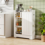 Slim White Bathroom Storage Cabinet - 2 Sliding Doors 2 Adjustable Shelves Toilet 38495905