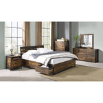 ZUN Rustic Oak and Black Chest with 5-Drawer B062P189229