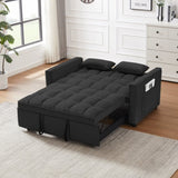 Modern Velvet Loveseat Futon Sofa Couch w/Pullout Bed,Small Love Seat Lounge Sofa w/Reclining W1359P183643
