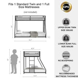 Adam Sturdy Twin over Full Bunk Metal Black for Kids and Adult, Low Profile Twin over Full Bunk B083124171