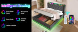 Full size Upholstered, 360 surround LED function, Buttons/Apps/Remote Control, hydraulic storage N736P188806G