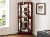 6 Shelf Corner Curio Display Cabinet with Lights, Mirrors and Adjustable Shelves, Cherry 99490585